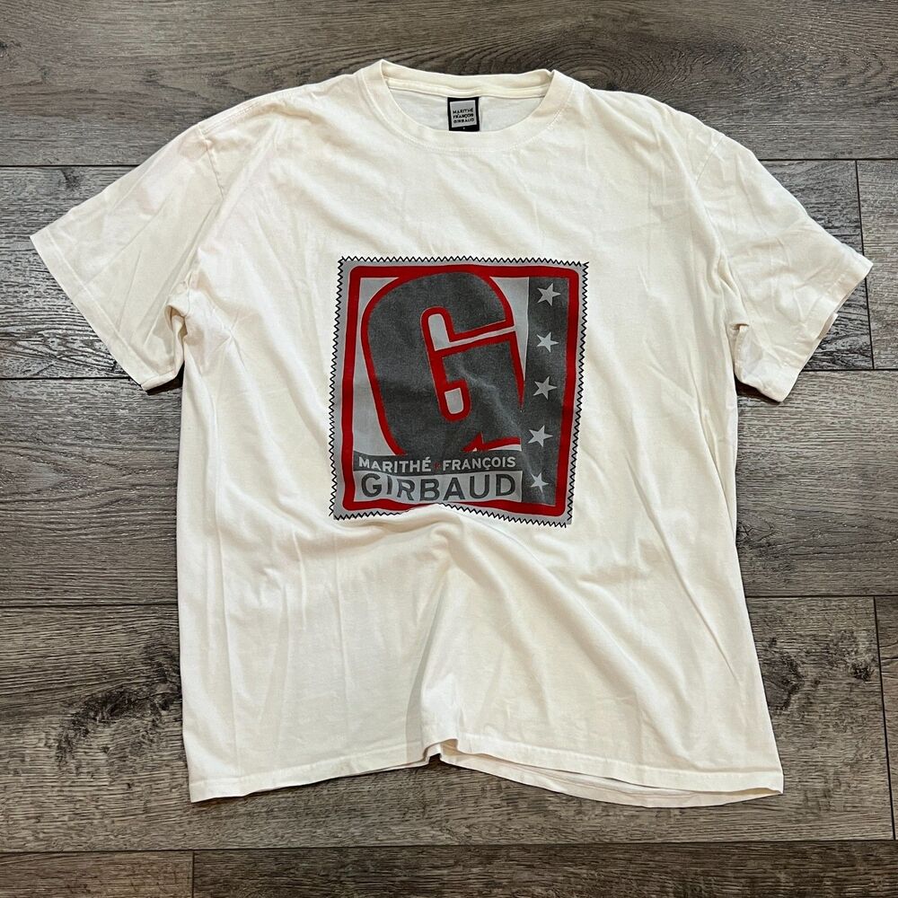 Vintage 90s Girbaud Graphic Logo Tee Shirt Streetwear White - Men's Size Large